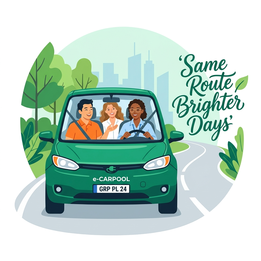 GoPoolr Carpooling Illustration - Same Route Brighter Days